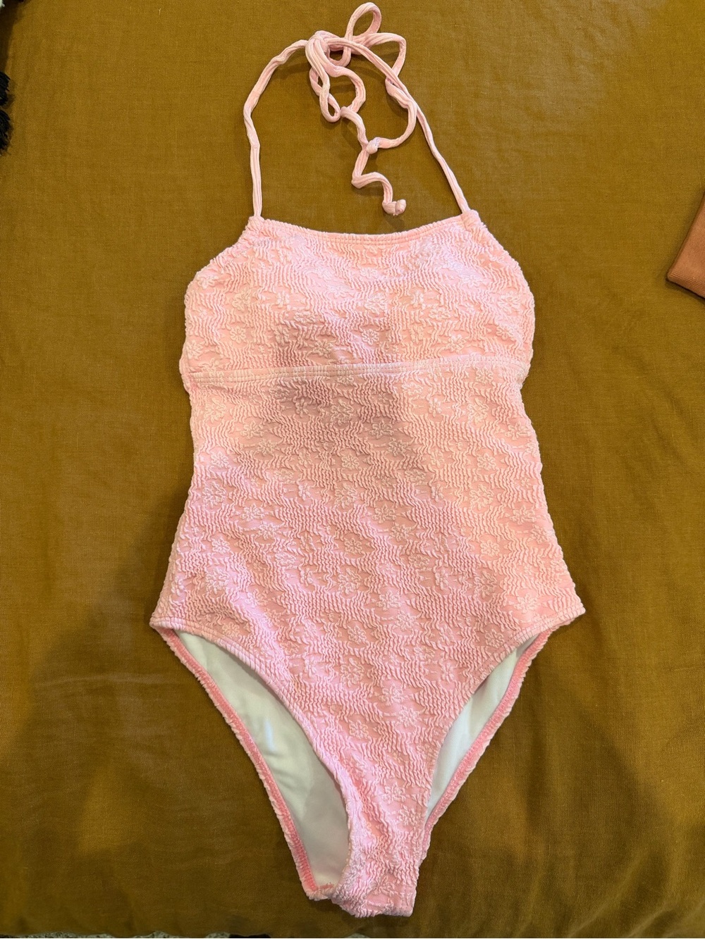 Textured Pink One-Piece Swimsuit